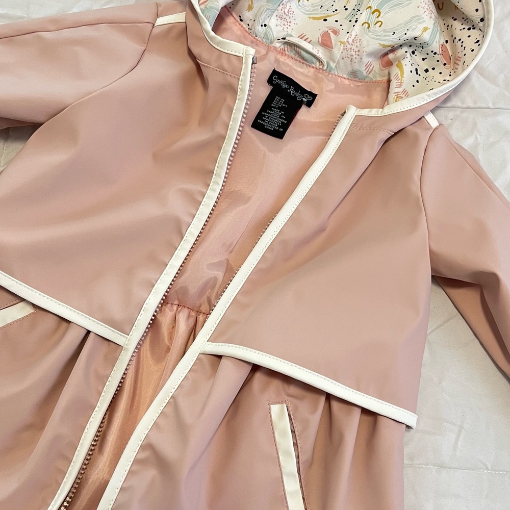 Cynthia Rowley Blush Pink Raincoat with White Accents